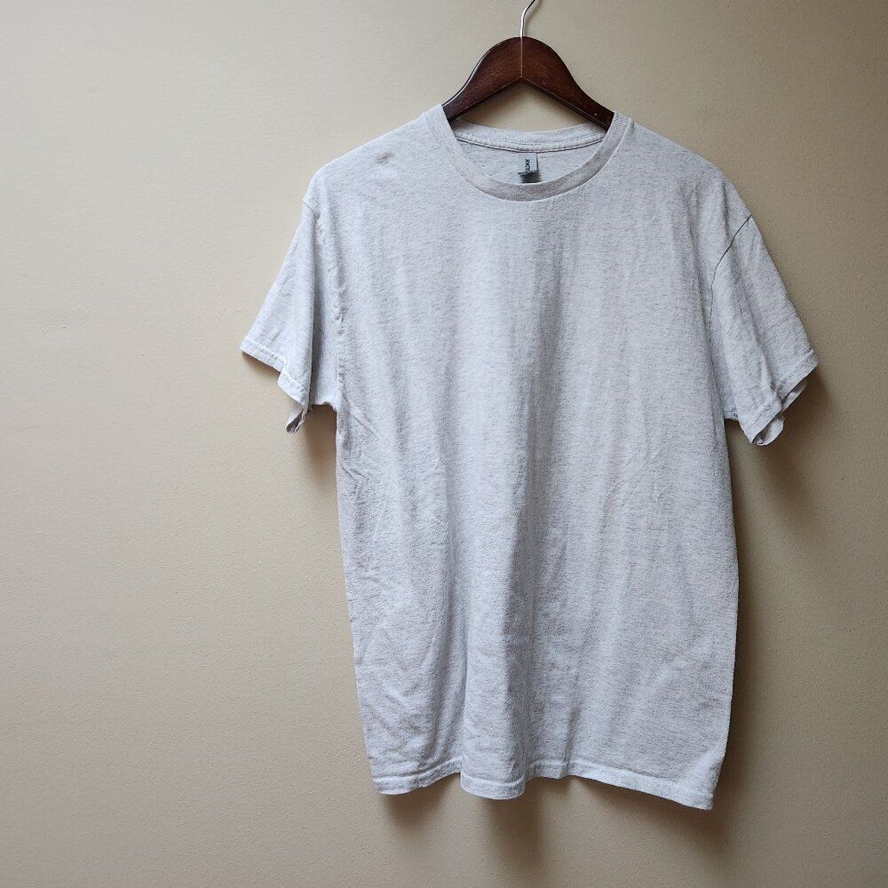 5/$25 GILDAN men's basic t shirt / white/grey / L